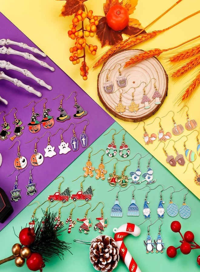 LUYI 81 Pairs Holiday Earrings For Women Halloween Thanksgiving Christmas Xmas Earrings Set Variety Pack Winter Snowflake Valentines St. Patrick's Day Easter Holiday Earrings Gifts Party Favors - Image 2